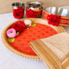 Premium Karwa Chauth Thali Set with Lota, Glass & Chalni