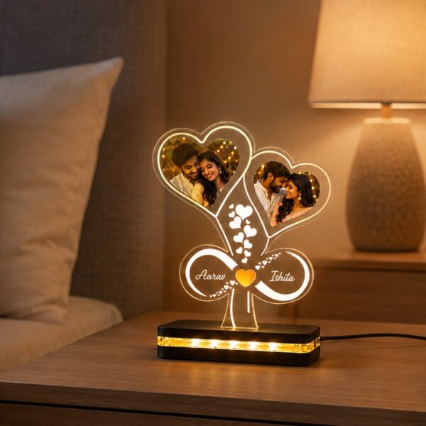 Heart Photo Names Acrylic Table Top
