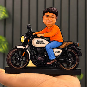 Miniature Royal Enfield Rider Figurine Custom Bike Cartoon Caricature |