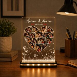 Beautiful heart led tabletop frame- 8 inches