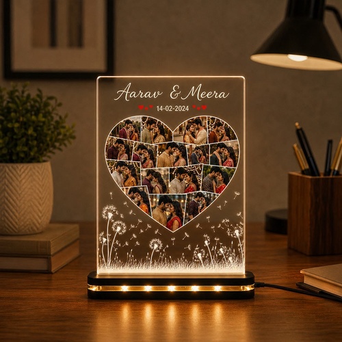 Beautiful heart led tabletop frame- 8 inches