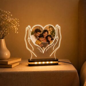 Hand holding acrylic frame