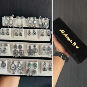 16 Pcs Curated Jhumkas in 1 Box – Customised Name Gift Set for Her